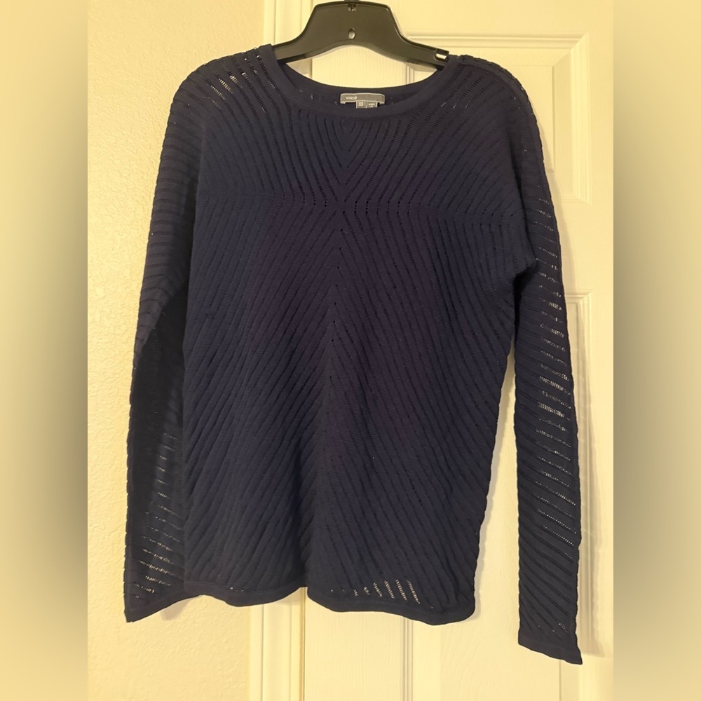 Vince Women's Navy Long Sheer Navy Pullover